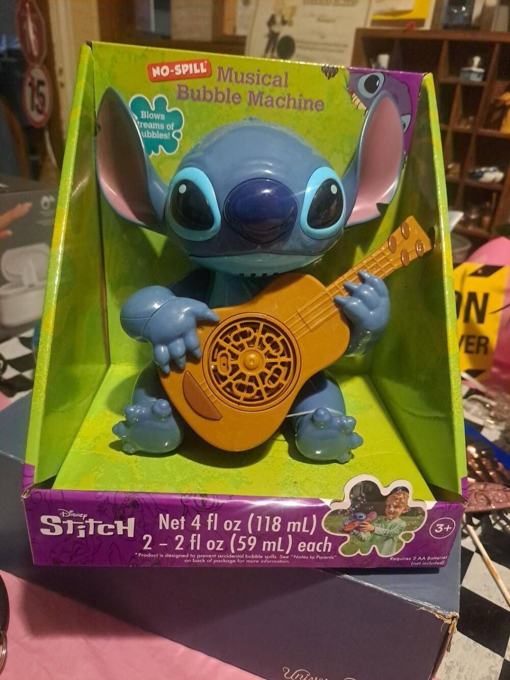Disney Stitch Musical Bubble Machine No-Spill Guitar Toy 2024 New in Box